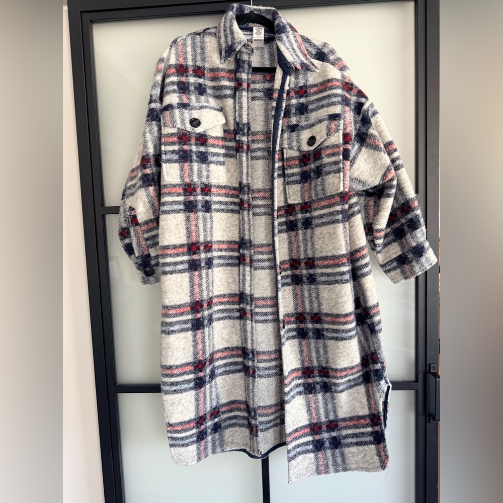 Sans Souci Blue and Red Plaid Utility Jacket